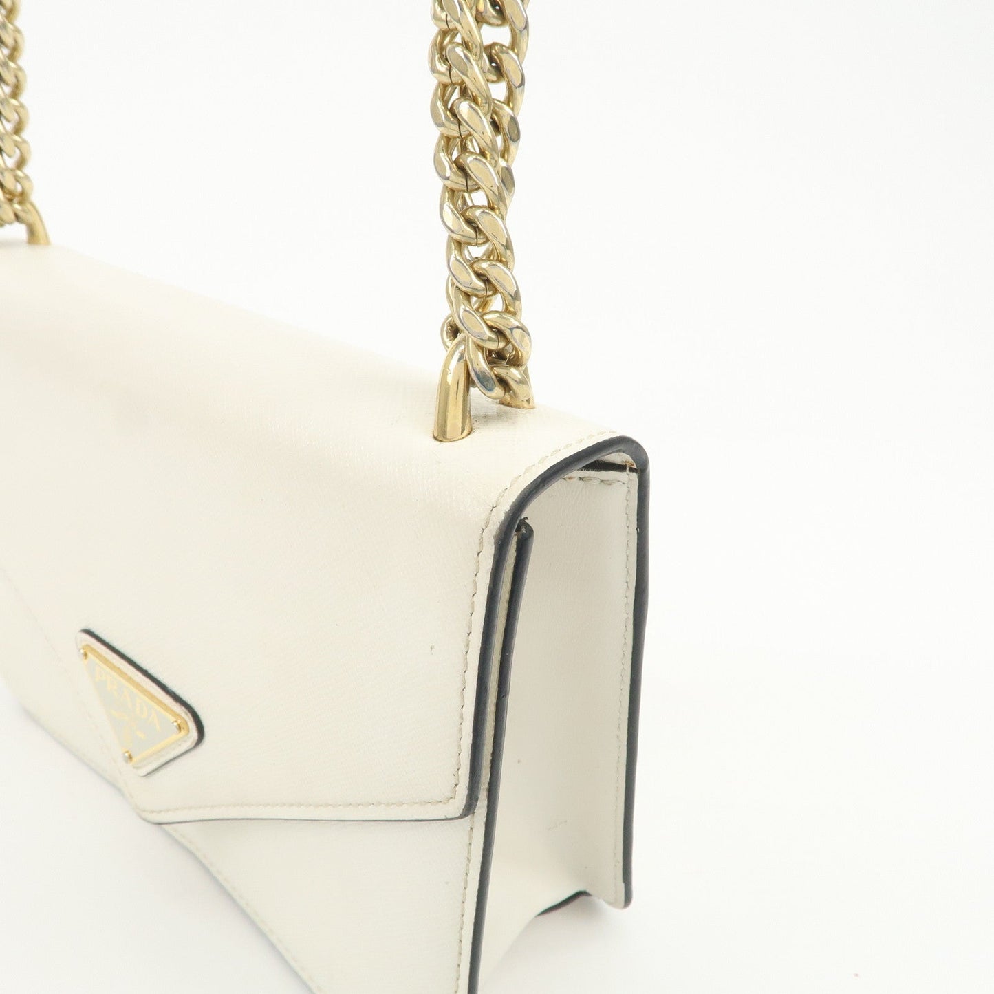 Prada Triangle Logo Saffiano Leather Chain Shoulder Bag 1BD200【Pre-order】