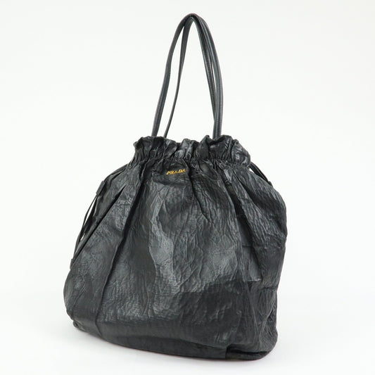 Prada Leather Drawstring Shoulder Bag Hand Bag Black【Pre-order】