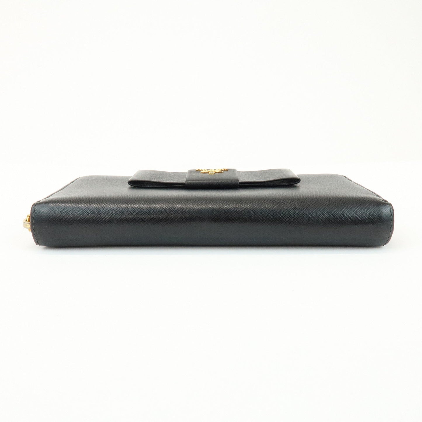 Prada Saffiano Leather Ribbon Round Zippy Wallet Black 1M0506【Pre-order】