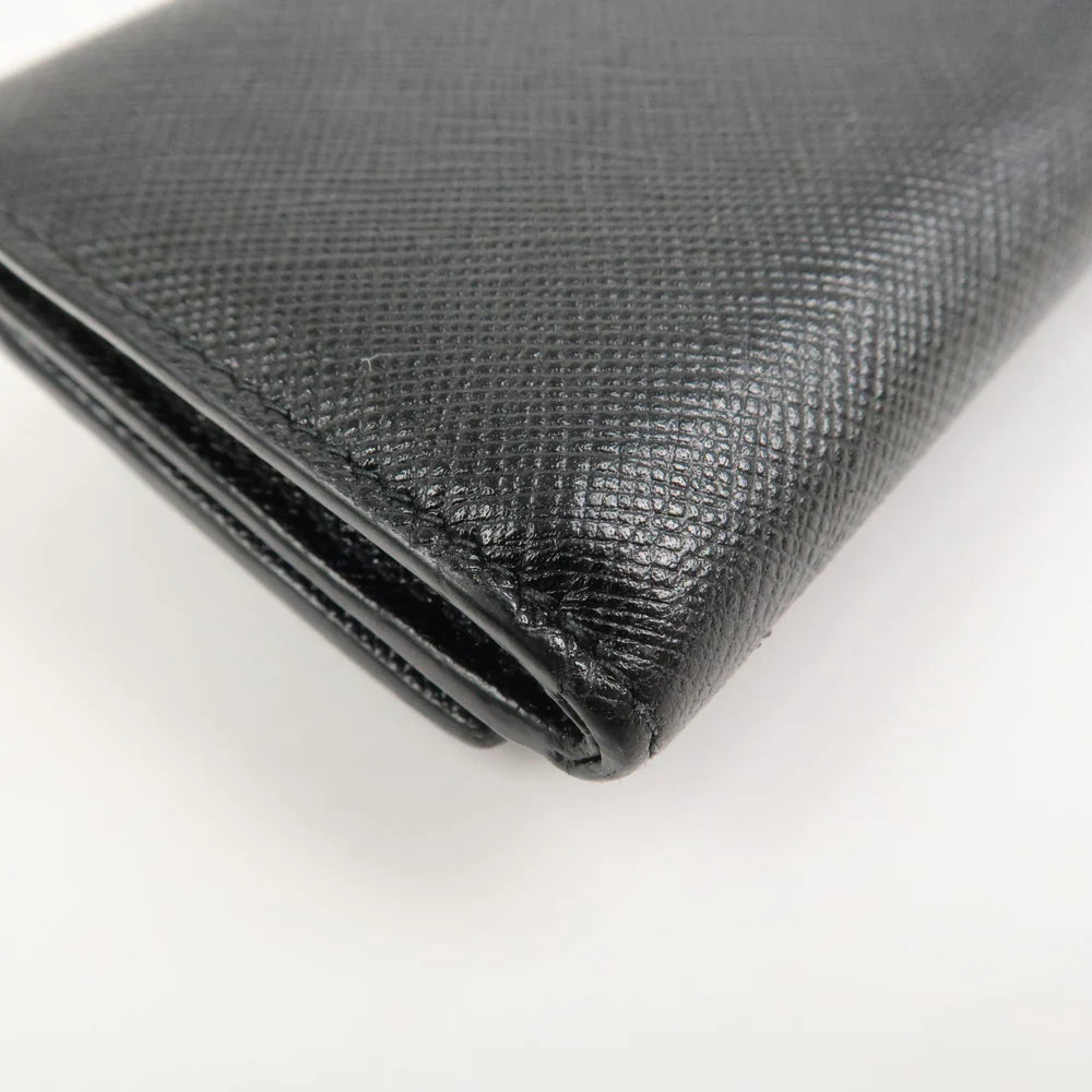 Prada Logo Saffiano Metal Tri-fold Small Wallet Black【Pre-order】