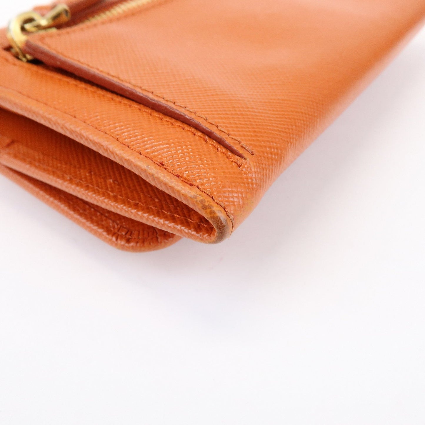 Prada Saffiano Leather Ribbon Flap Long Wallet Orange 1M1132【Pre-order】
