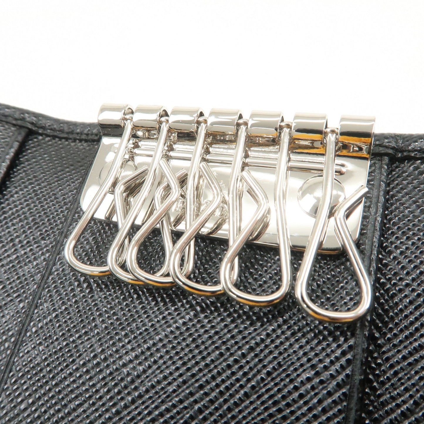 Prada Triangle Logo 6 Rings Key Case Key Holder Black 1PG222【Pre-order】