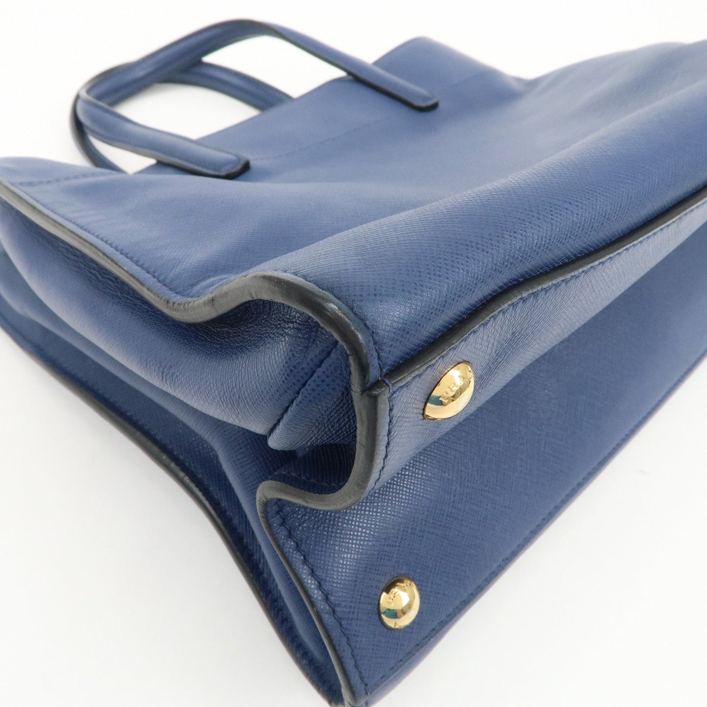 Prada Triangle Logo Saffiano Leather 2Way Bag Hand Bag Navy【Pre-order】