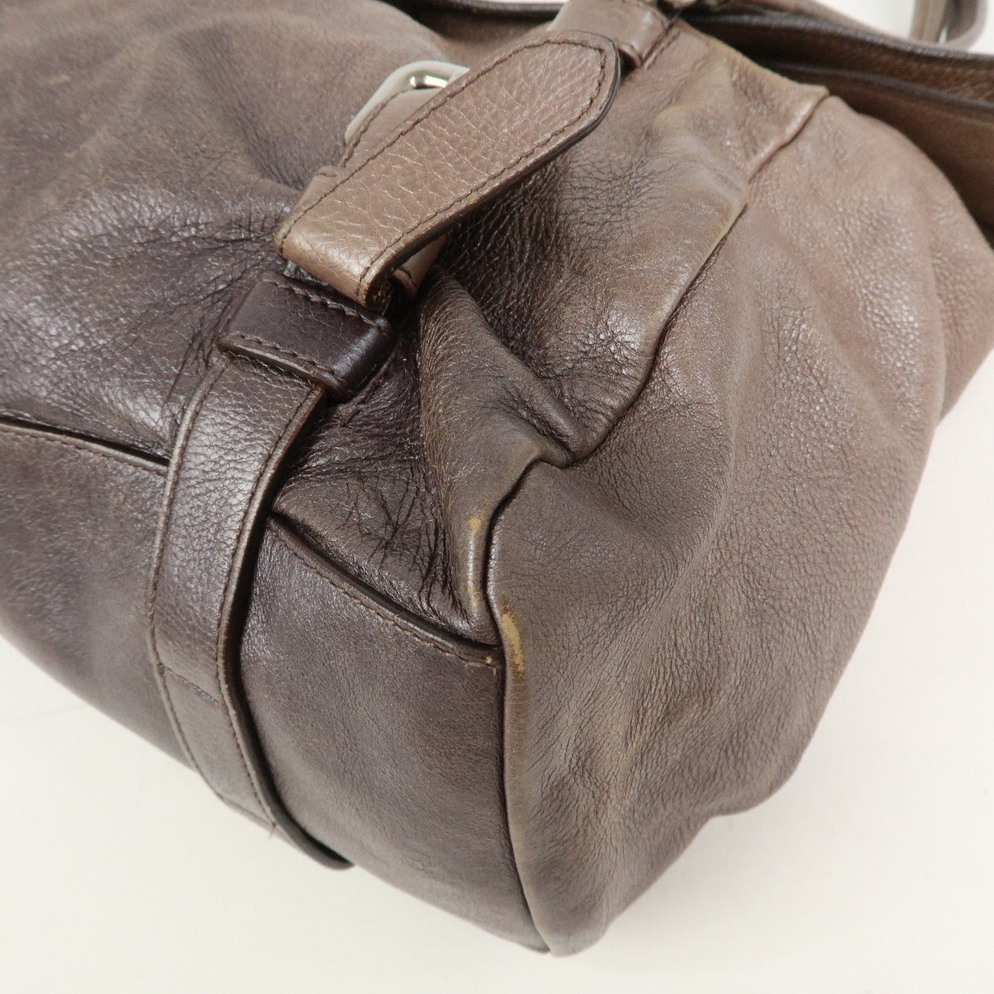 Prada Logo Leather Shoulder Bag Hand Bag Metallic Brown BR3901【Pre-order】