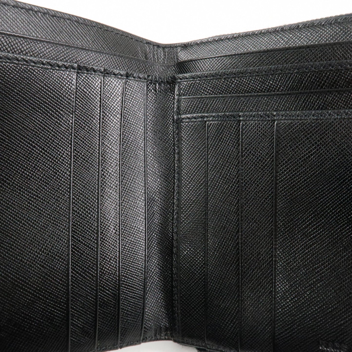 Prada Nylon Saffiano Leather Bi-fold Round zippy Wallet Black Used【Pre-order】