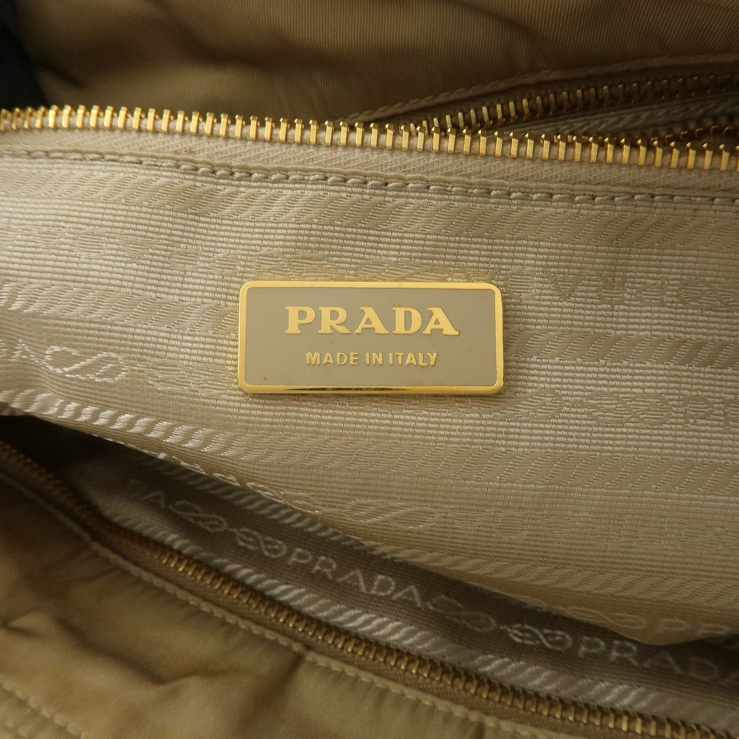 Prada Triangle Logo Nylon Saffiano Leather Tote Bag Beige BR2311【Pre-order】