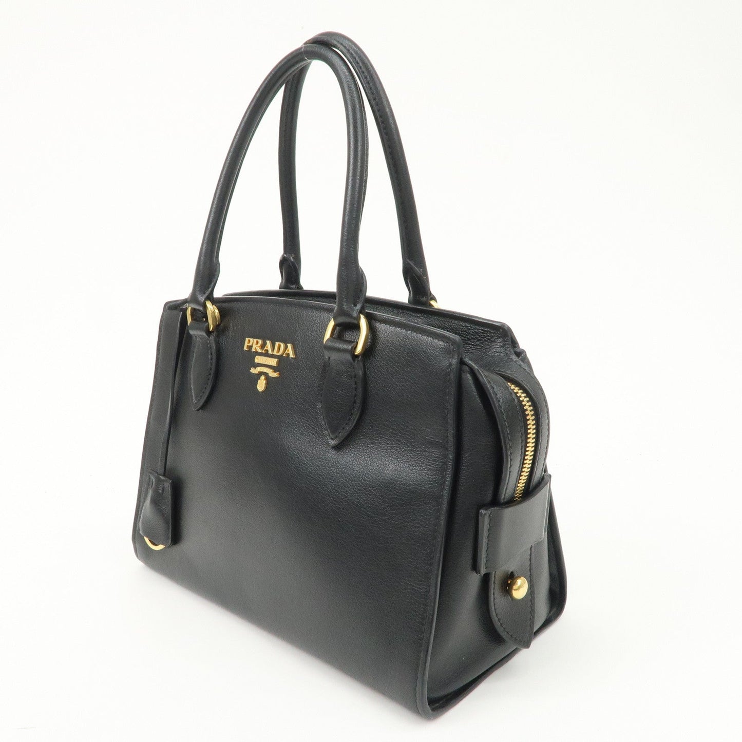 Prada Leather 2Way Bag Hand Bag Black Gold Hardware Used【Pre-order】