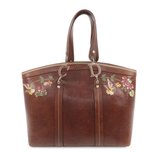 Christian Dior Leather Flower Embroidery Tote Shoulder Bag【Pre-order】
