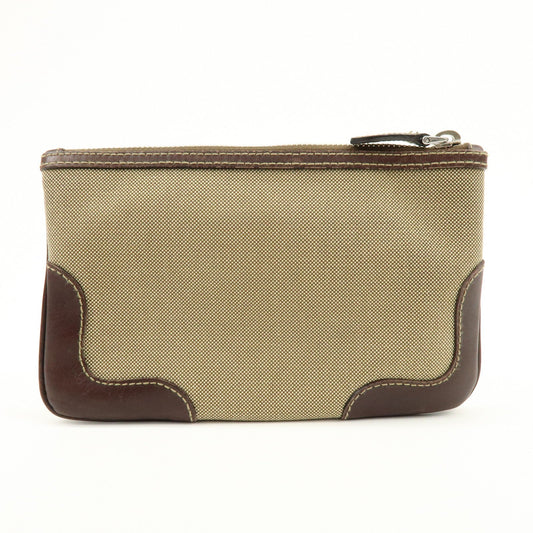 Prada Logo Jacquard Leather Pouch Cosmetic Case Beige Brown【Pre-order】