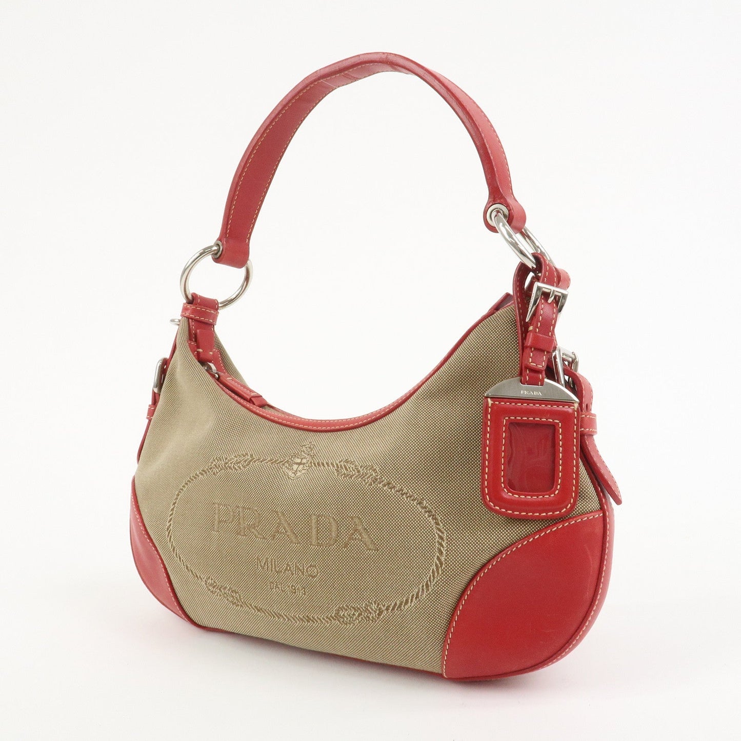 Prada Logo Jacguard Leather Shoulder Bag Light Brown Red BR3429【Pre-order】