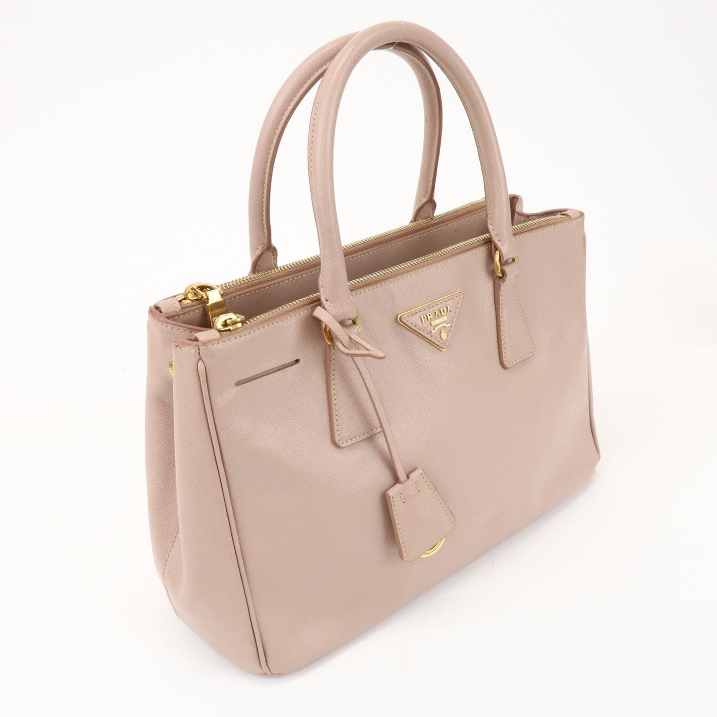 Prada Traingle Logo Galleria 2Way Bag Hand Bag Pink Beige1BA863【Pre-order】