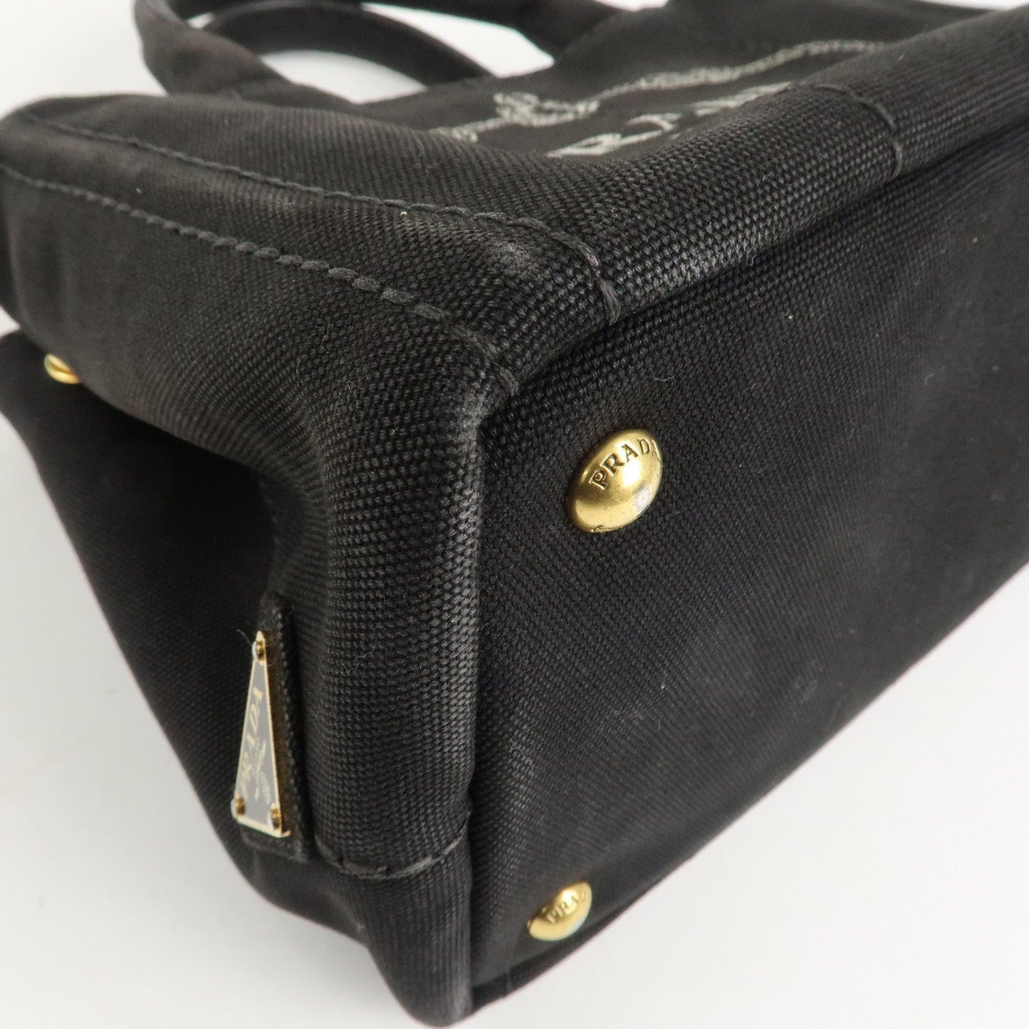 Prada Canapa Mini Canvas 2Way Hand Bag Tote Bag Black 1BG439 Used【Pre-order】