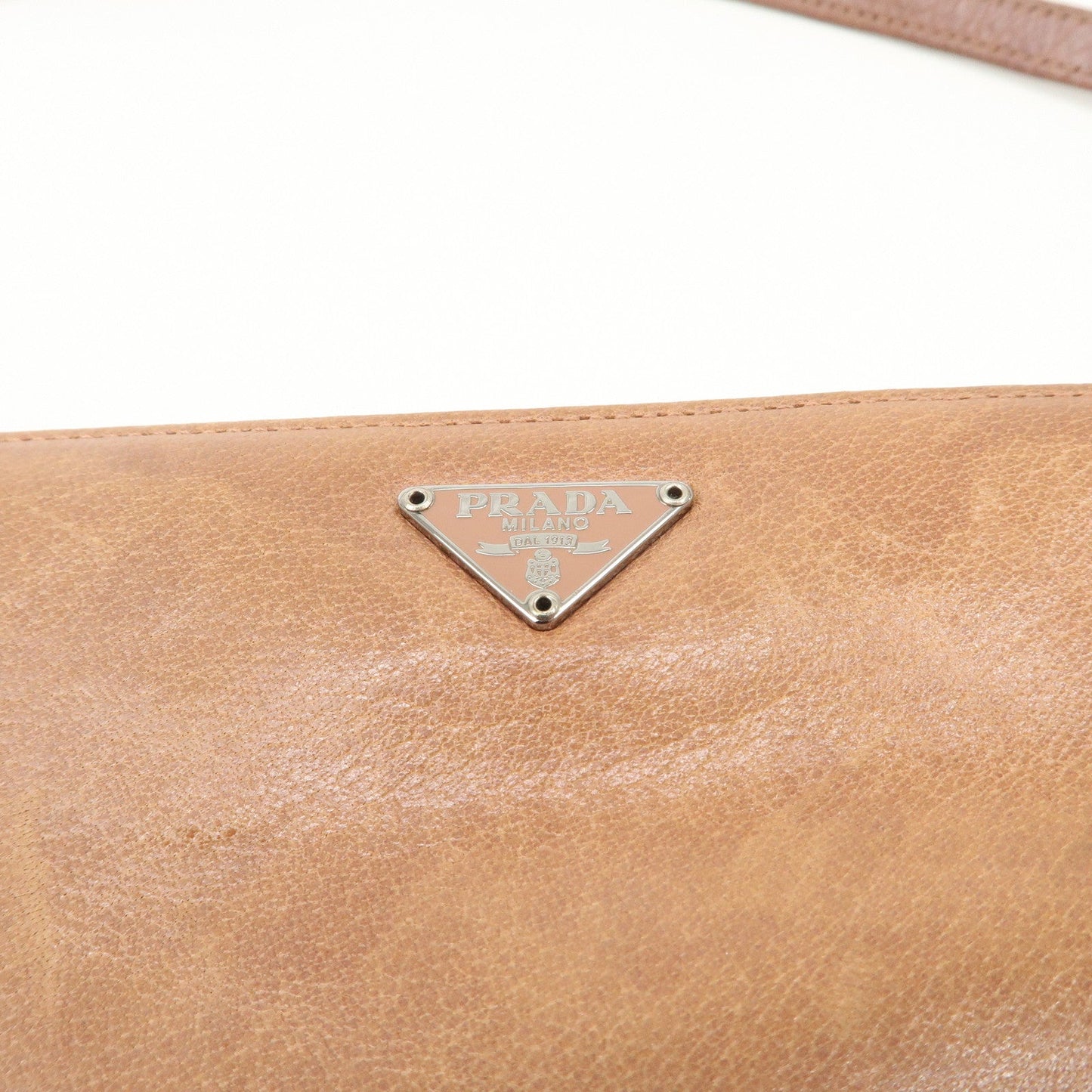 Prada Triangle Logo Leather Shoulder Bag Hand Bag Brown Used【Pre-order】