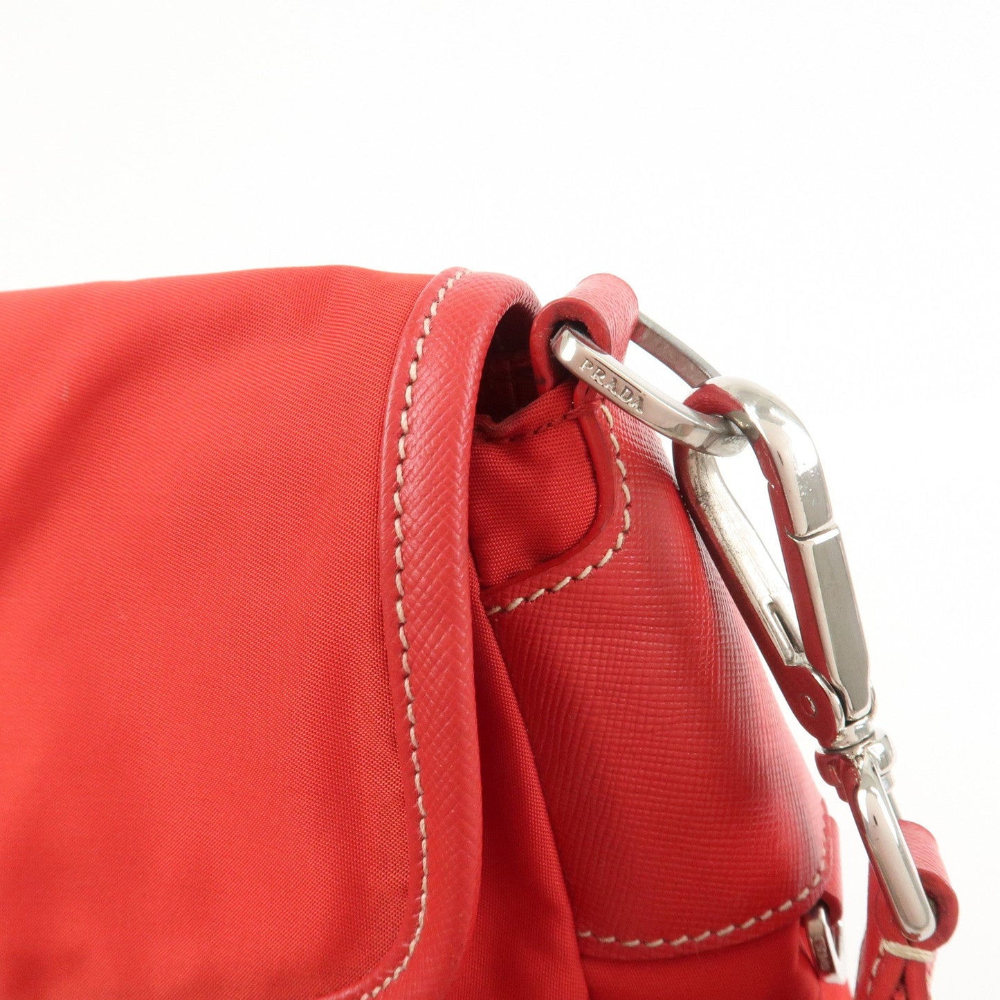 Prada Triangle Logo Nylon Saffiano Leather Shoulder Bag Red BT0436【Pre-order】