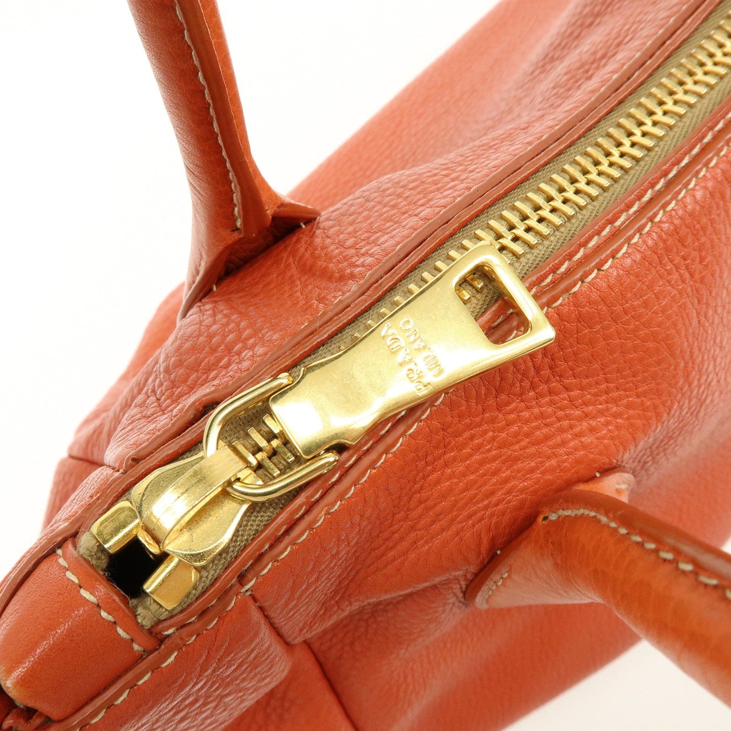 Prada Logo Leather 2Way Bag Hand Bag Shoulder Bag Orange【Pre-order】