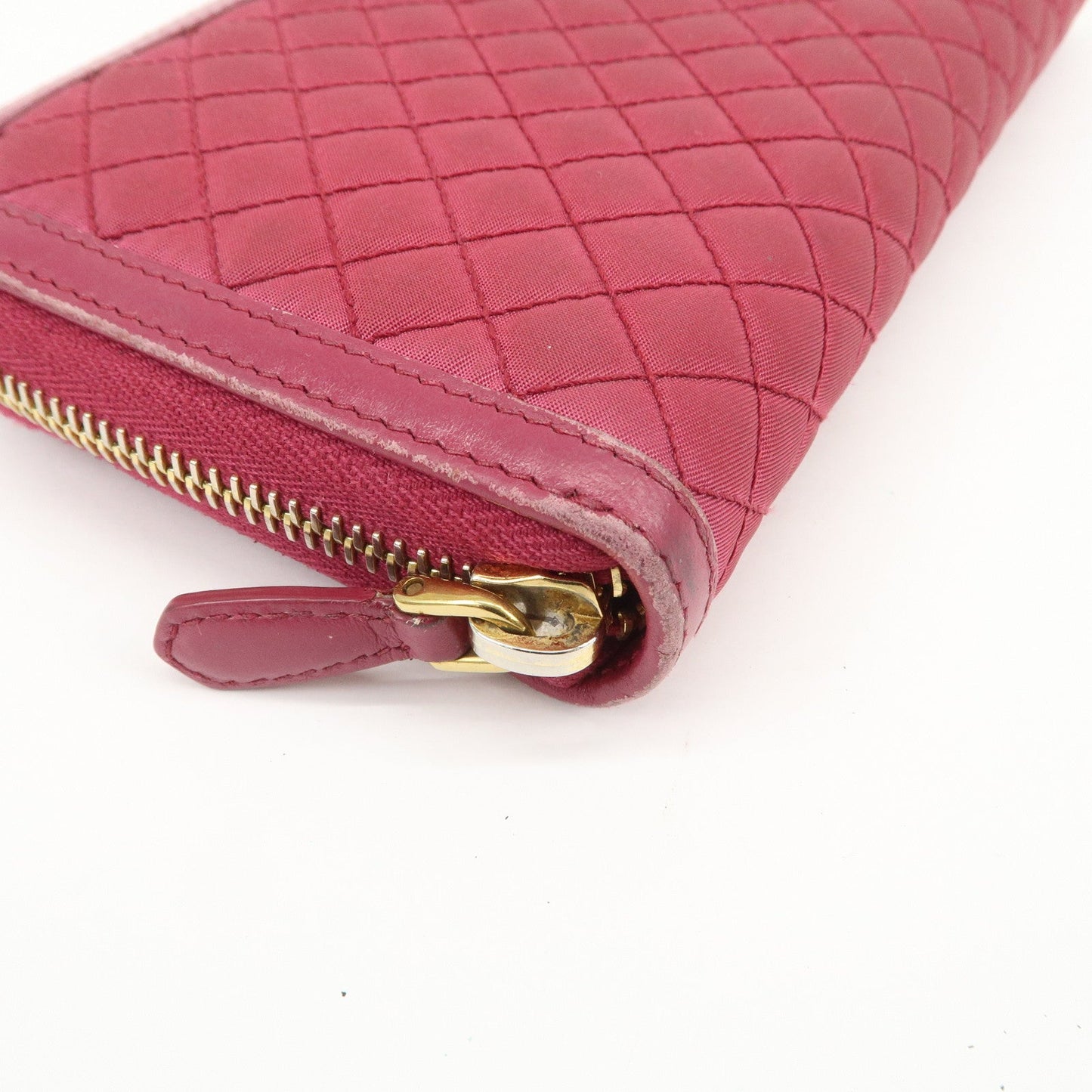 Prada Nylon Leather Round Zippy Wallet Long Wallet Pink【Pre-order】