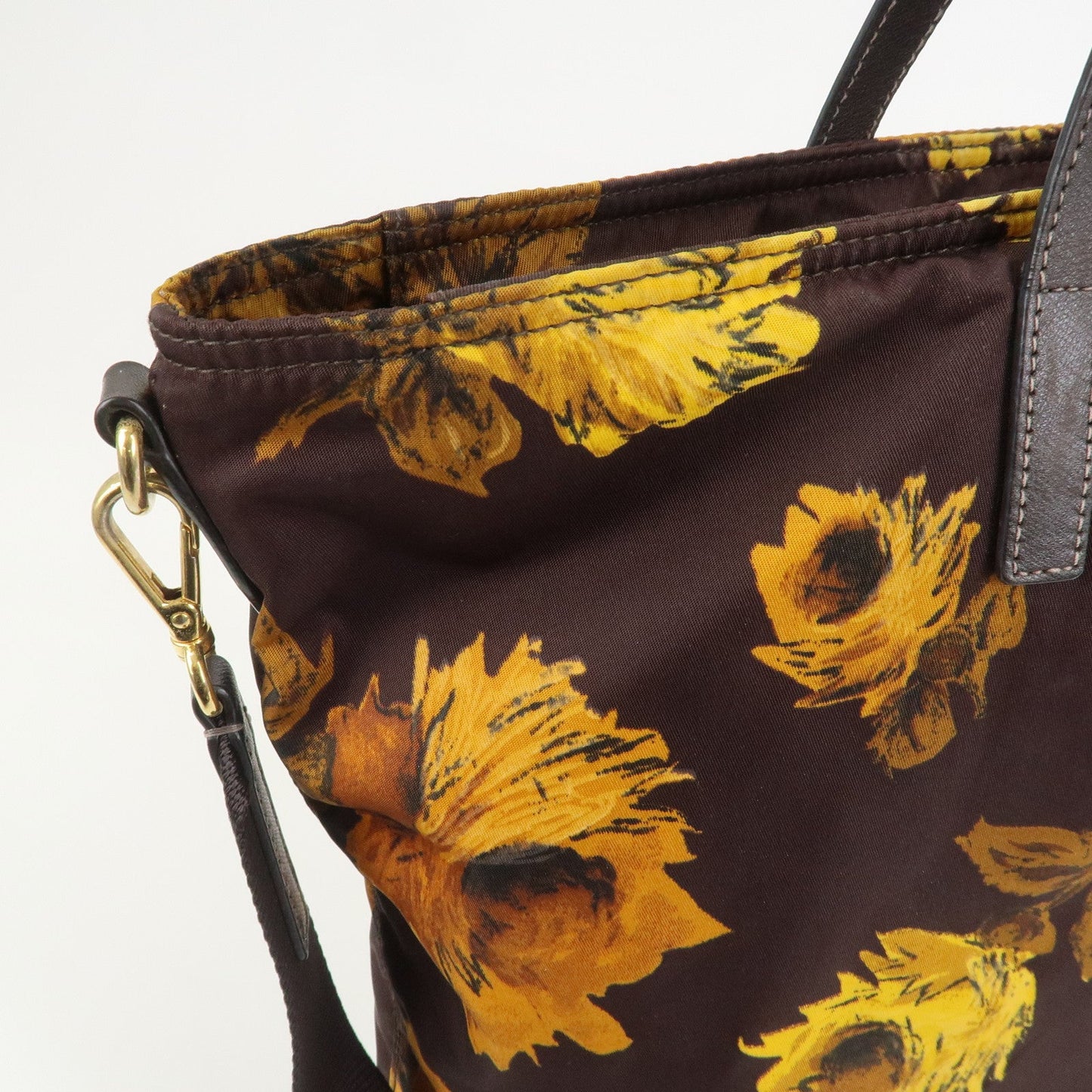 Prada Triangle Logo Nylon Leather 2Way Shoulder Bag Flower Print【Pre-order】