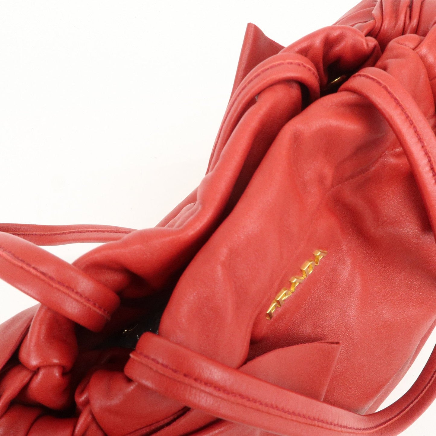 Prada Logo Leather 2Way Bag Hand Bag Shoulder Bag Red BR4205【Pre-order】