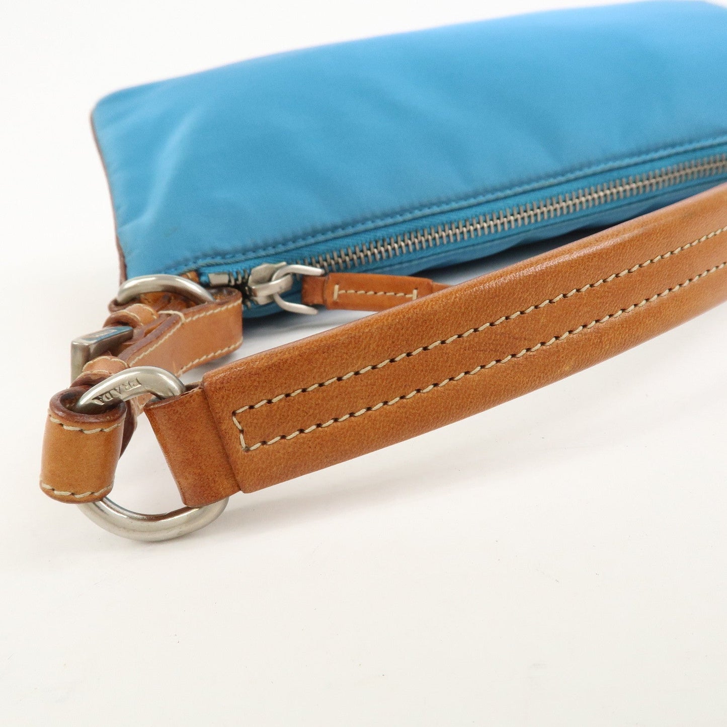 Prada Triangle Logo Nylon Leather Shoulder Bag Blue Brown BR2205【Pre-order】