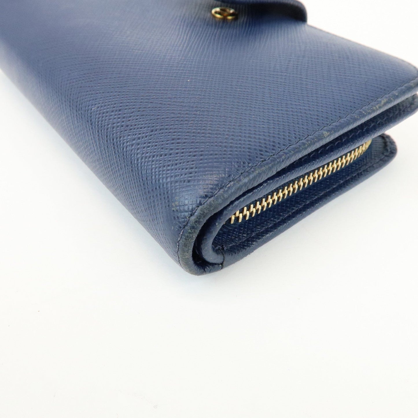 Prada Saffiano Leather Compact Wallet Navy Gold 1ML225【Pre-order】