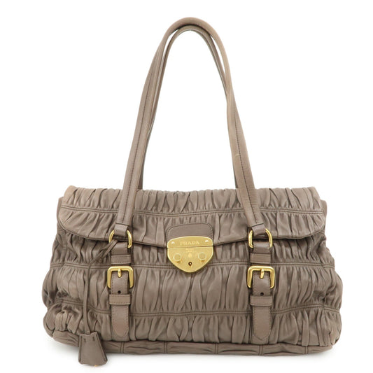 Prada Logo Nappa Gaufre Leather Shoulder Bag Greige BR4443【Pre-order】