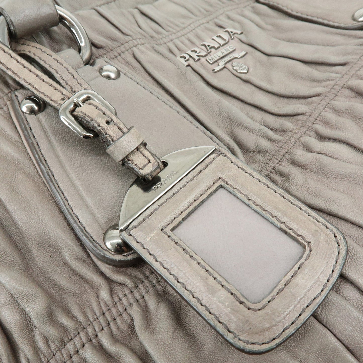 Prada Logo Leather 2Way Bag Hand Bag Shoulder Bag Gray【Pre-order】