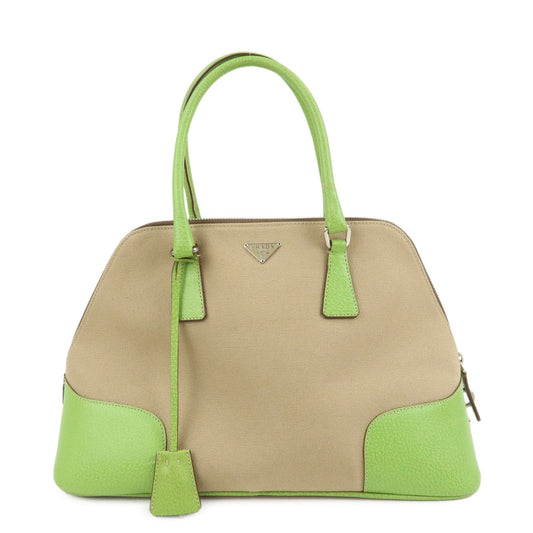 Prada Canvas Leather Tote Bag Hand Bag Beige Light Green BN0082【Pre-order】