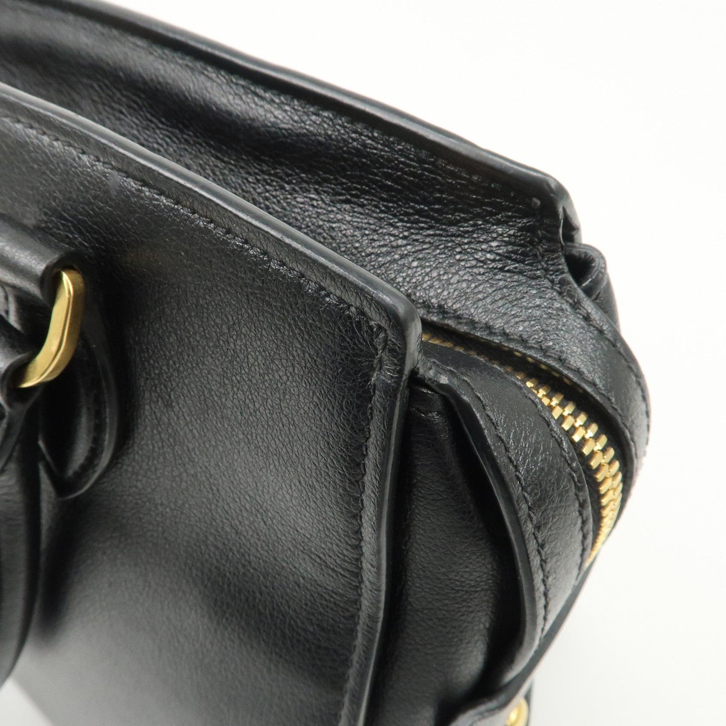 Prada Leather 2Way Bag Hand Bag Black Gold Hardware Used【Pre-order】
