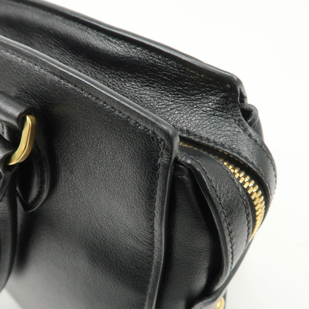 Prada Leather 2Way Bag Hand Bag Black Gold Hardware【Pre-order】