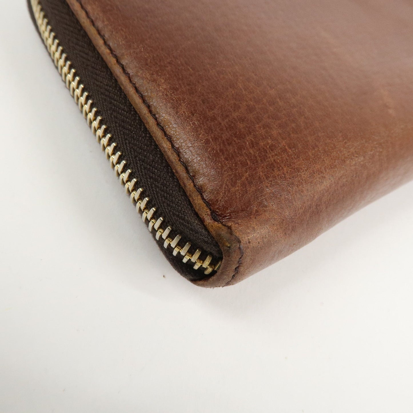 Prada Saffiano Leather Round Zippy Long Wallet Brown 1M0506 Used【Pre-order】