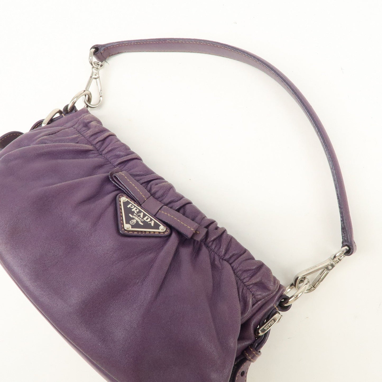 Prada Ribbon Leather Shoulder Bag Hand Bag Purple Used【Pre-order】