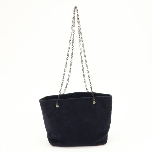 Prada Logo Suede Chain Shoulder Bag Tote Bag Dark Navy【Pre-order】