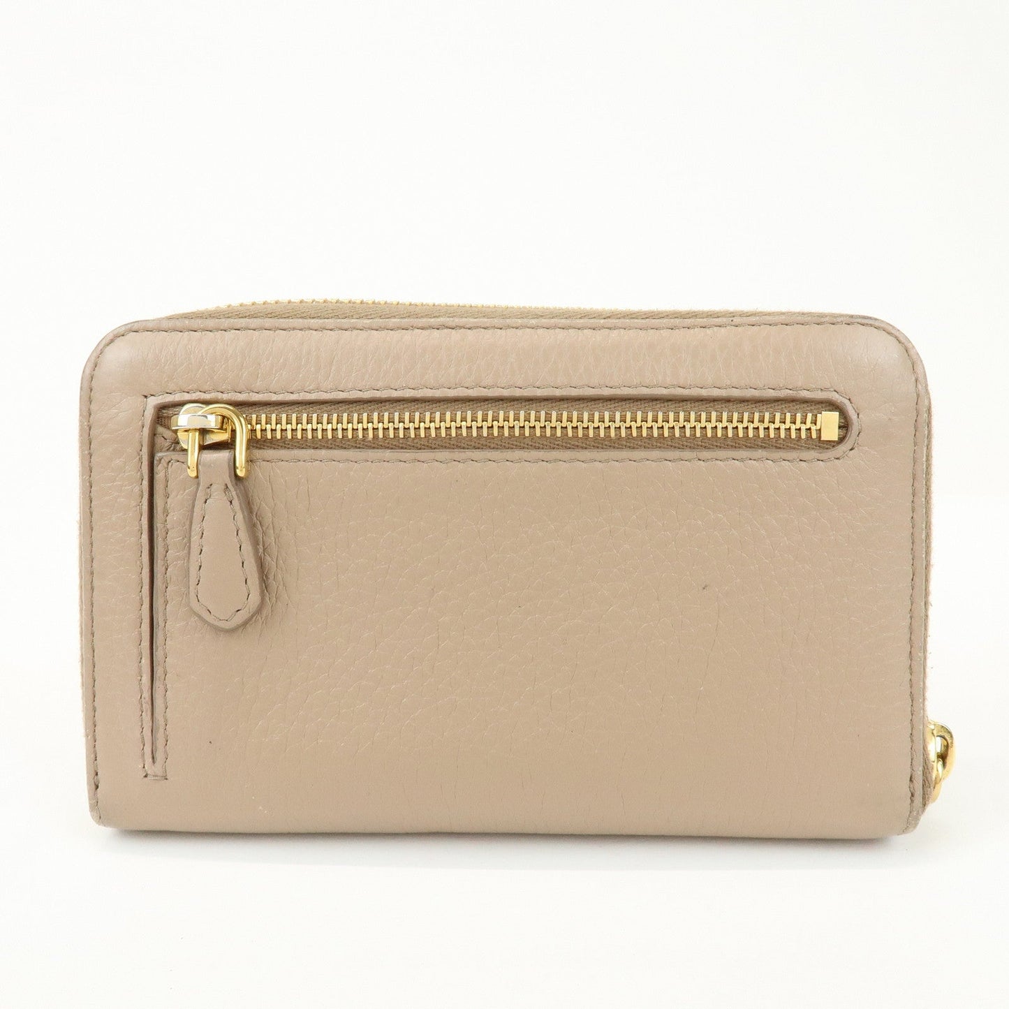 Prada Calf Leather Compact Round Zippy Wallet Beige Gold【Pre-order】