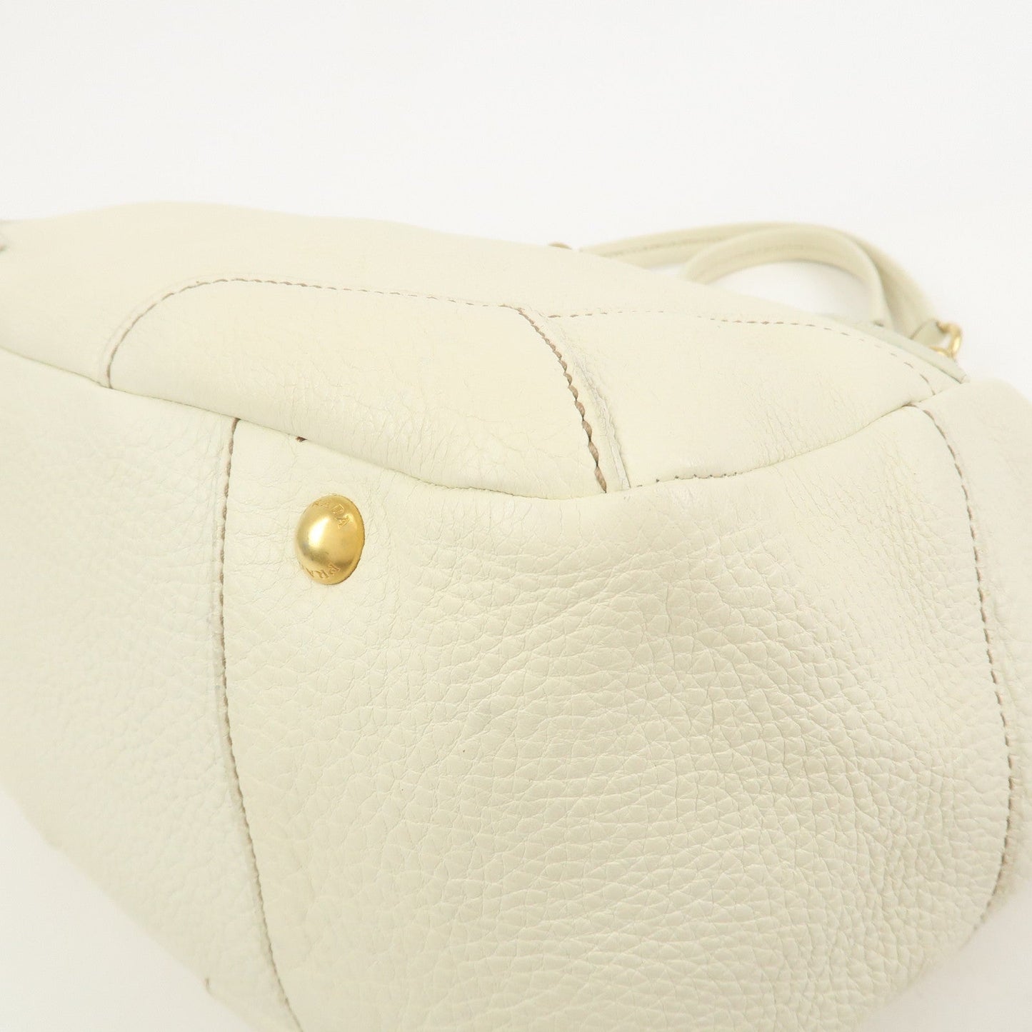 Prada Logo Calf Leather Tote Bag Shoulder Bag Ivory BR3844【Pre-order】