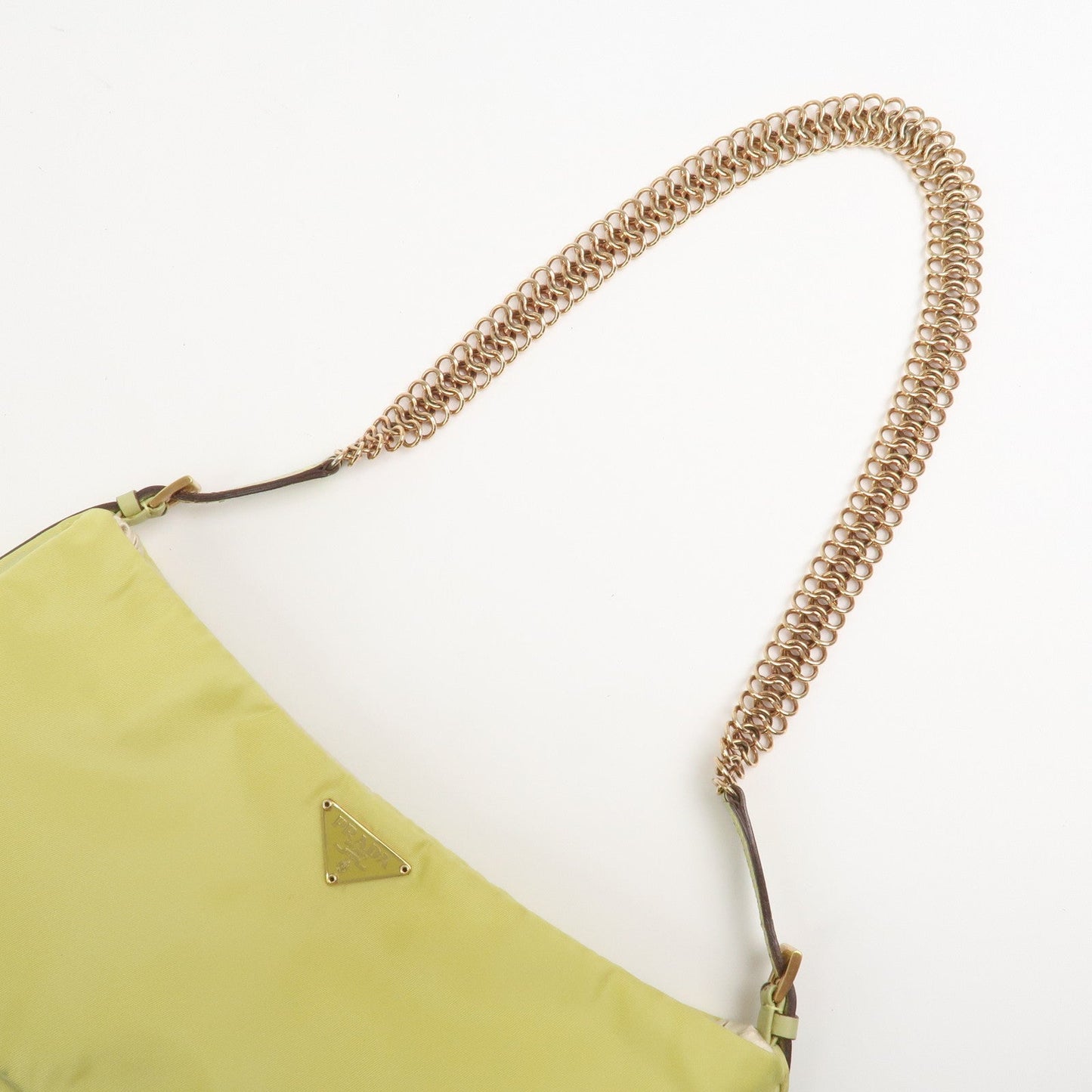 Prada Triangle Logo Nylon Leather Shoulder Bag Yellow BR0107【Pre-order】