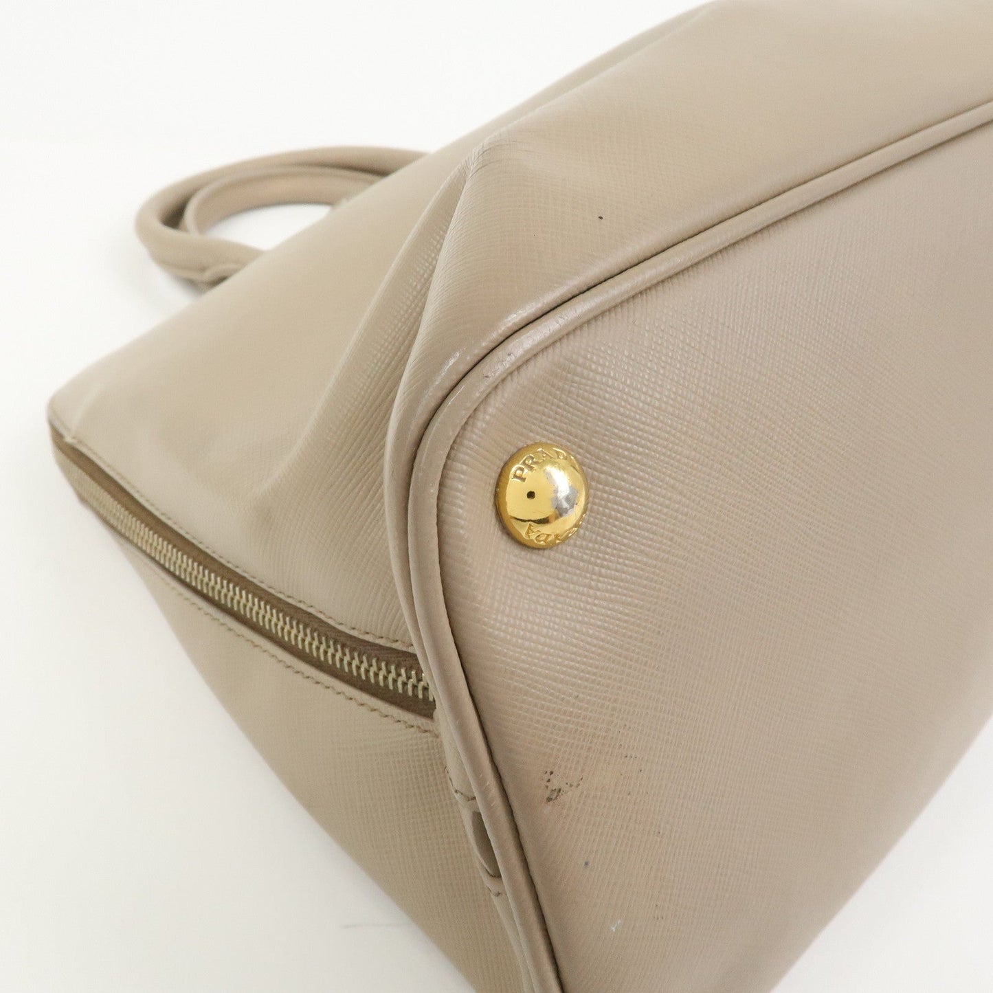Prada Triangle Logo Saffiano Leather Hand Bag Greige BL0812【Pre-order】