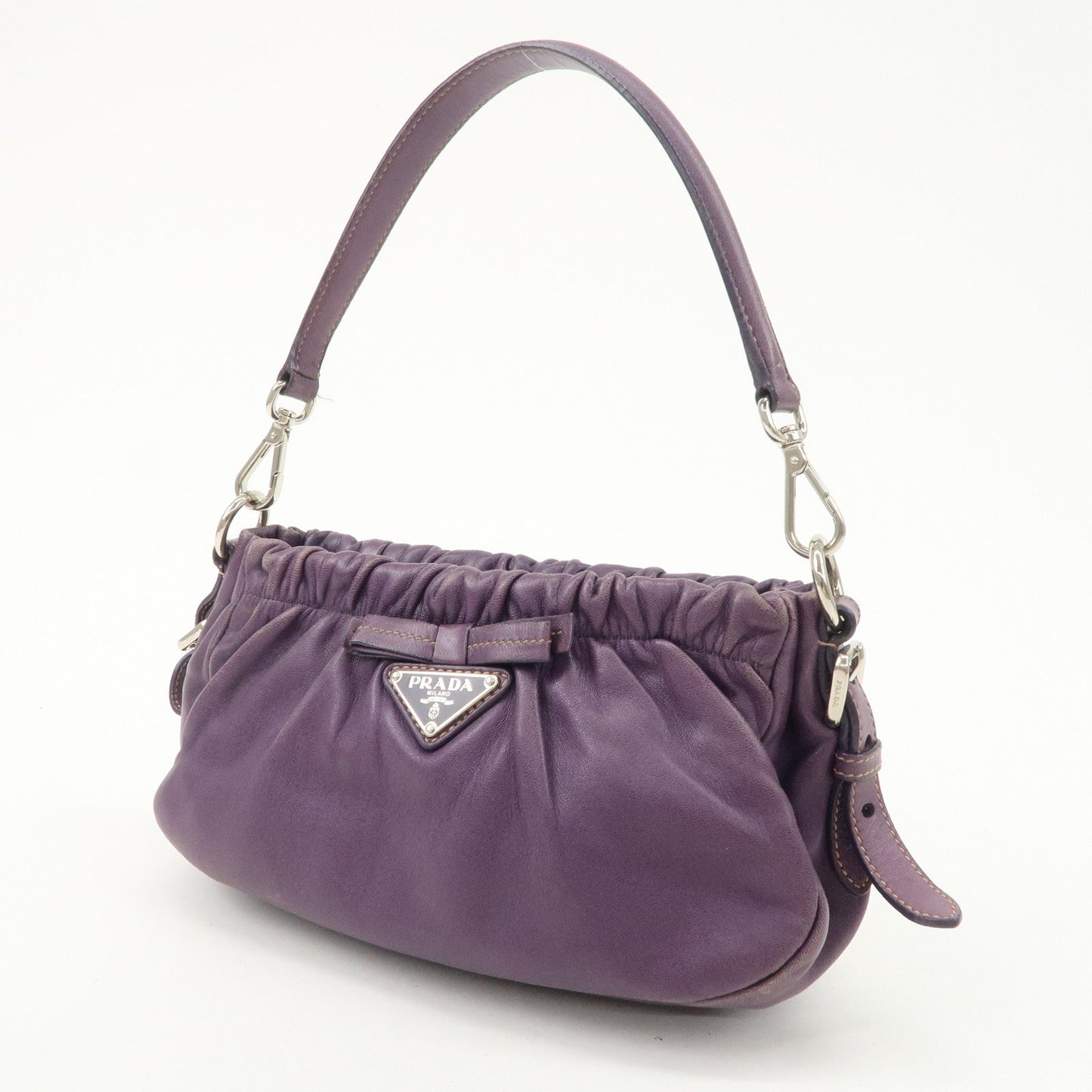 Prada Ribbon Leather Shoulder Bag Hand Bag Purple Used【Pre-order】