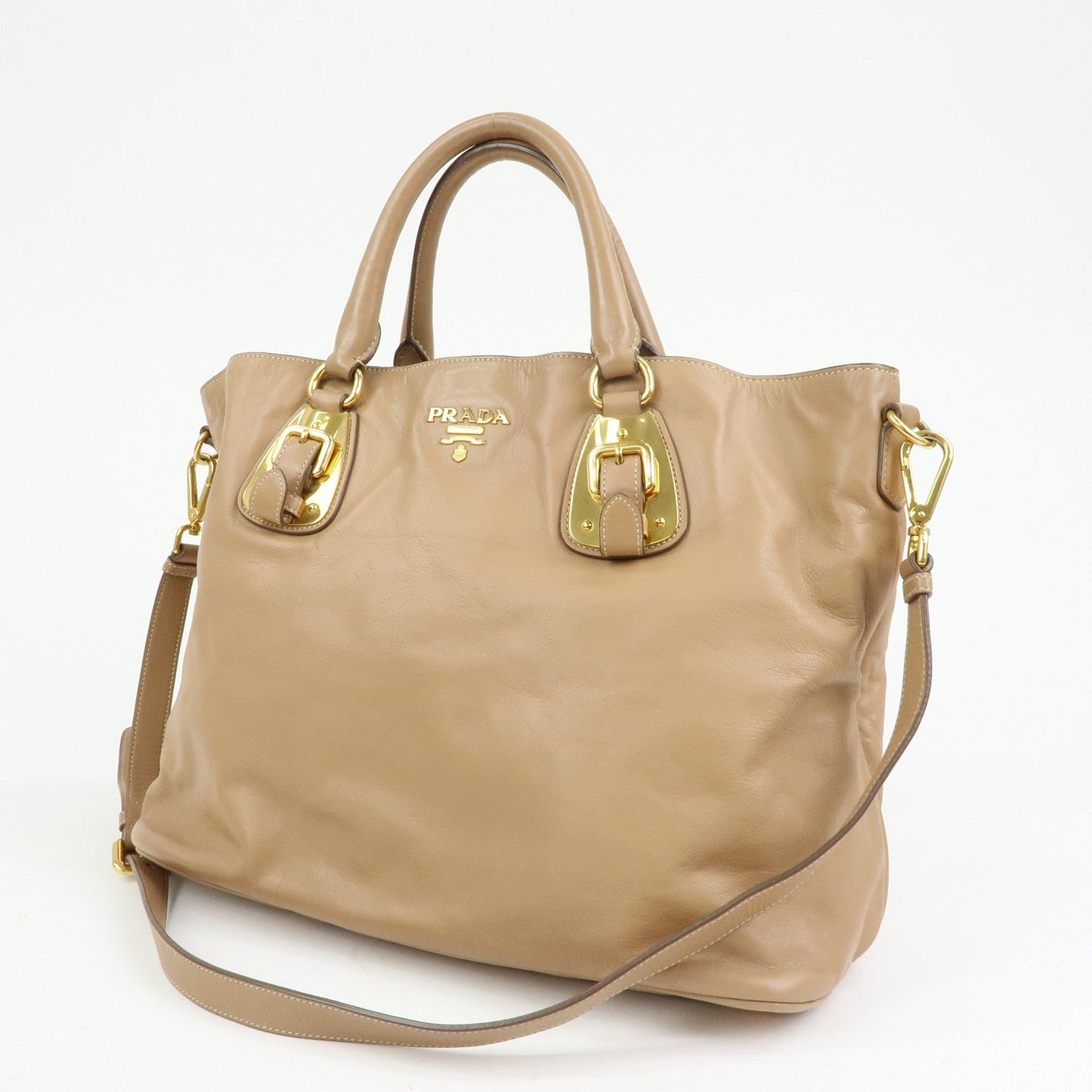 Prada Soft Calf Leather 2Way Hand Shoulder Bag Light Brown BN1902【Pre-order】