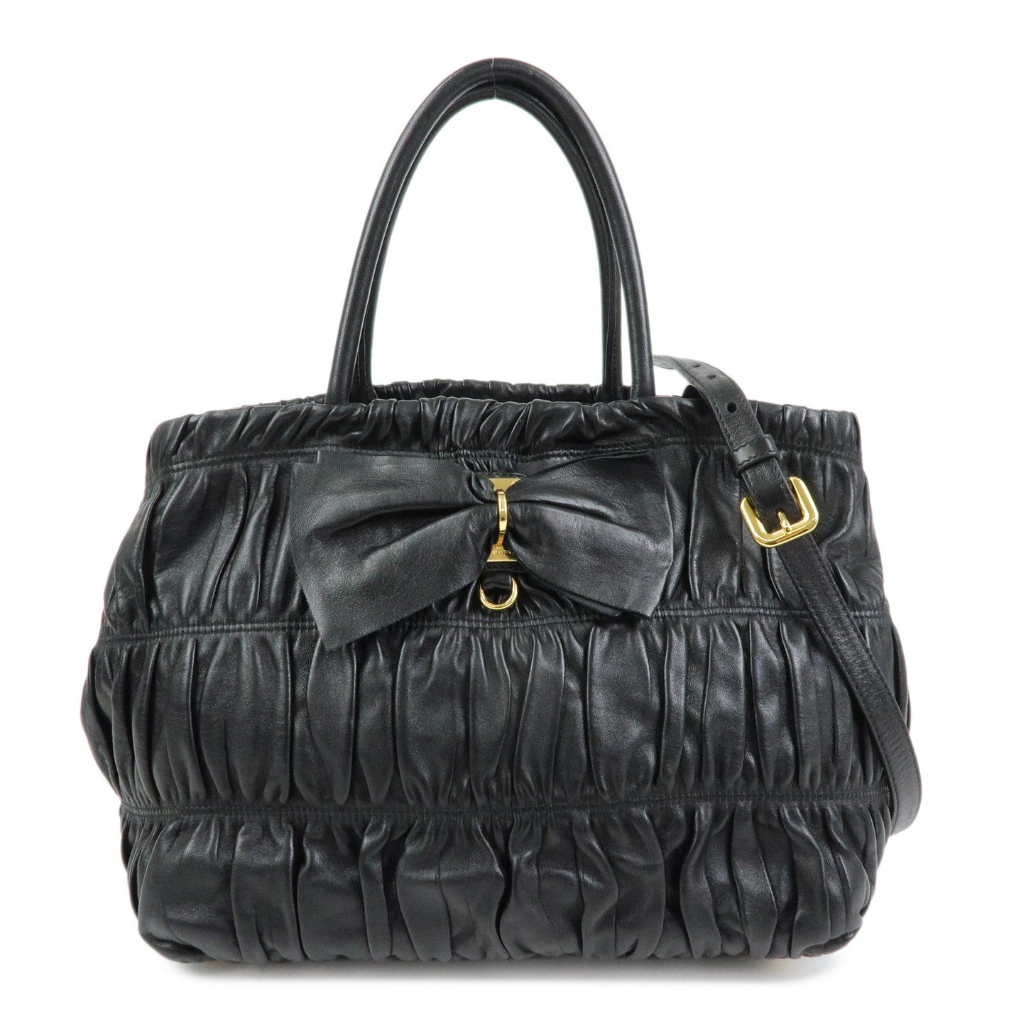 Prada Ribbon Nappa Gaufure Leather 2Way Bag Black BN1932【Pre-order】