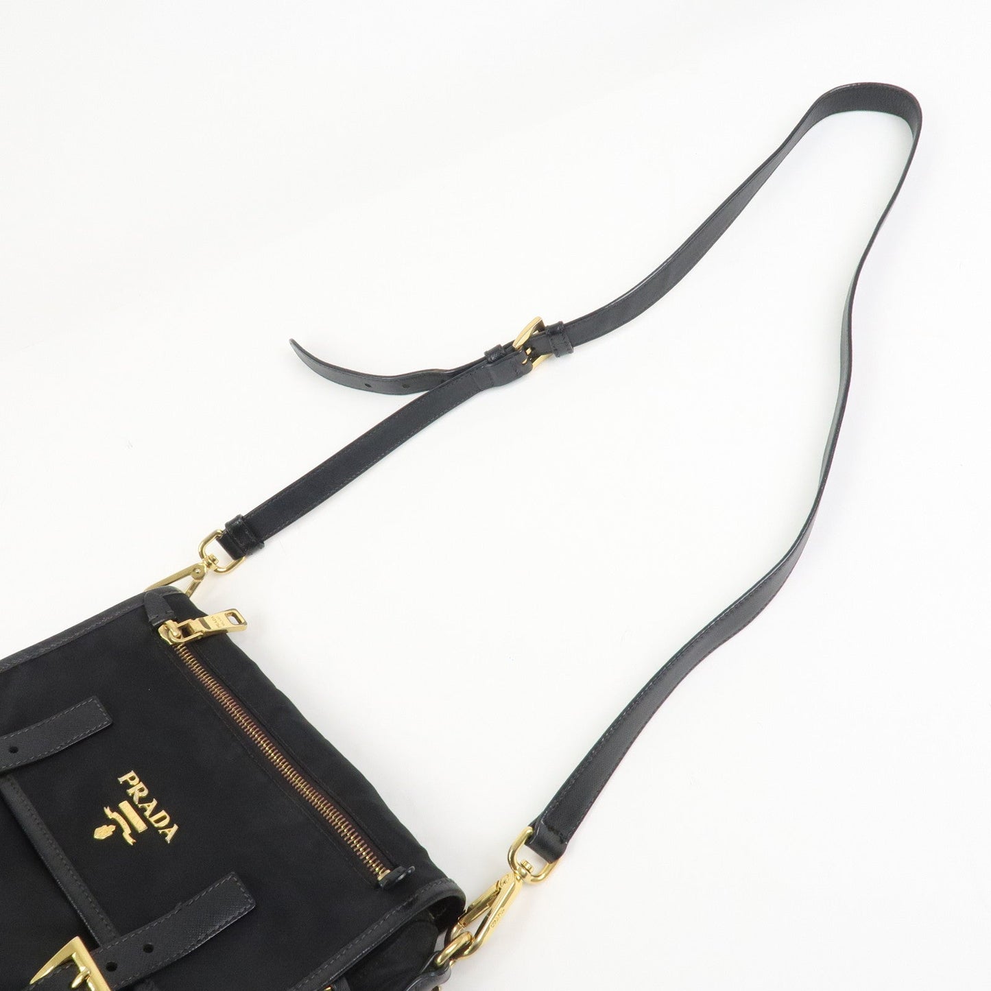 Prada Logo Nylon Saffiano Leather Shoulder Bag Crossbody Bag Black【Pre-order】