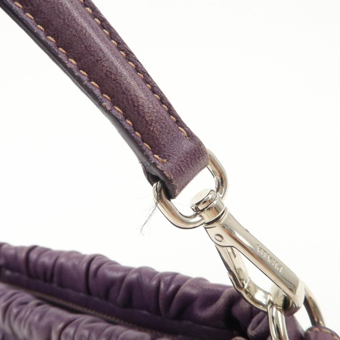 Prada Ribbon Leather Shoulder Bag Hand Bag Purple Used【Pre-order】