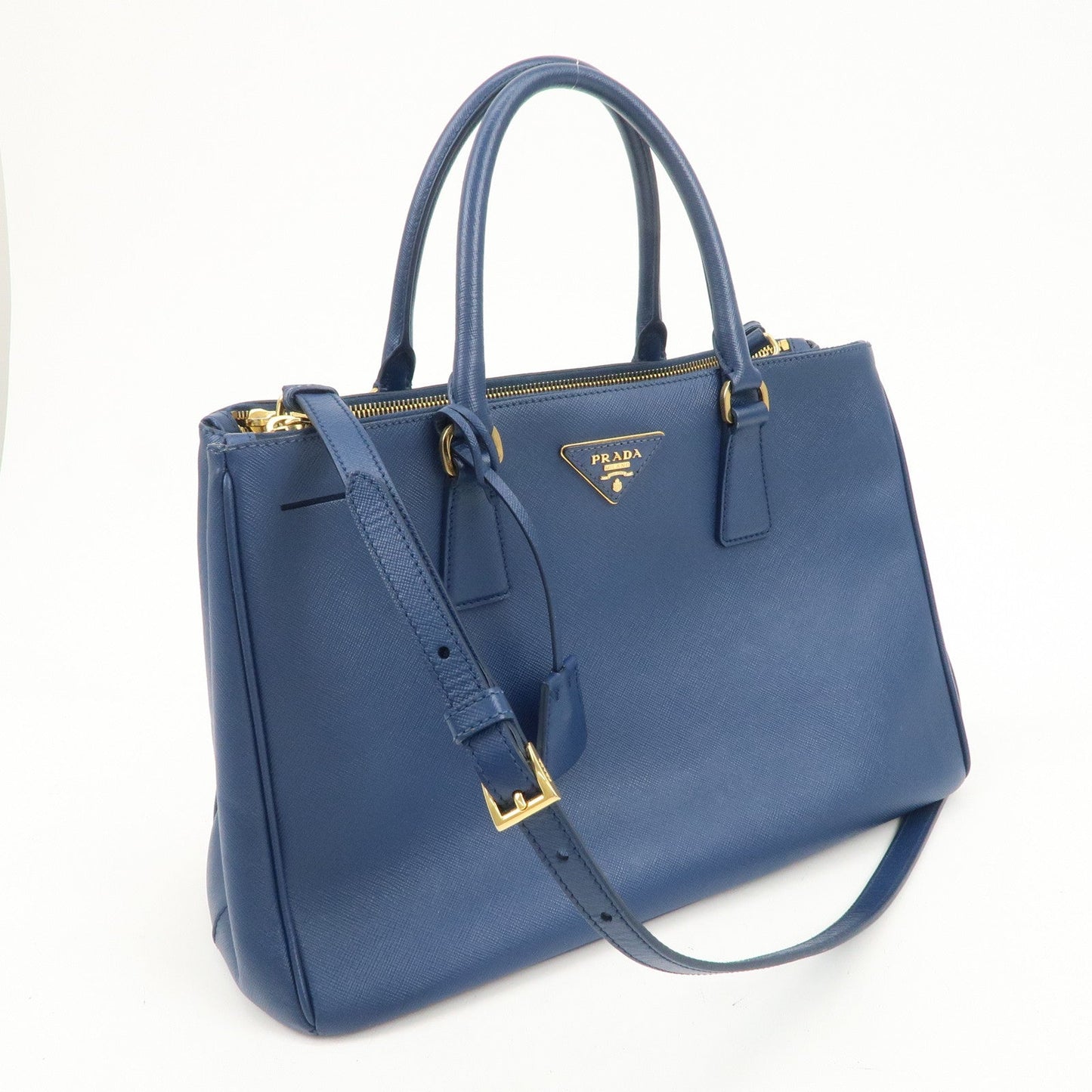 Prada Triangle Logo Saffiano Leather 2Way Bag Shoulder Bag Blue【Pre-order】