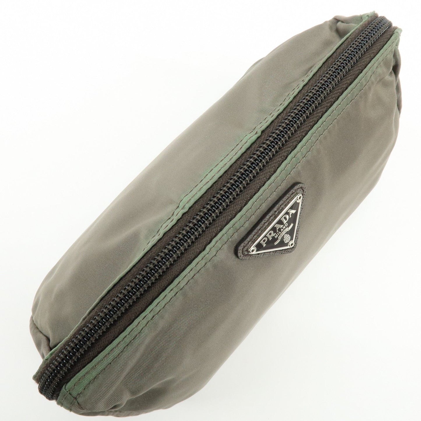 Prada Triangle Logo Set of 2 Nylon Pouch Cosmetic Pouch Red Khaki【Pre-order】