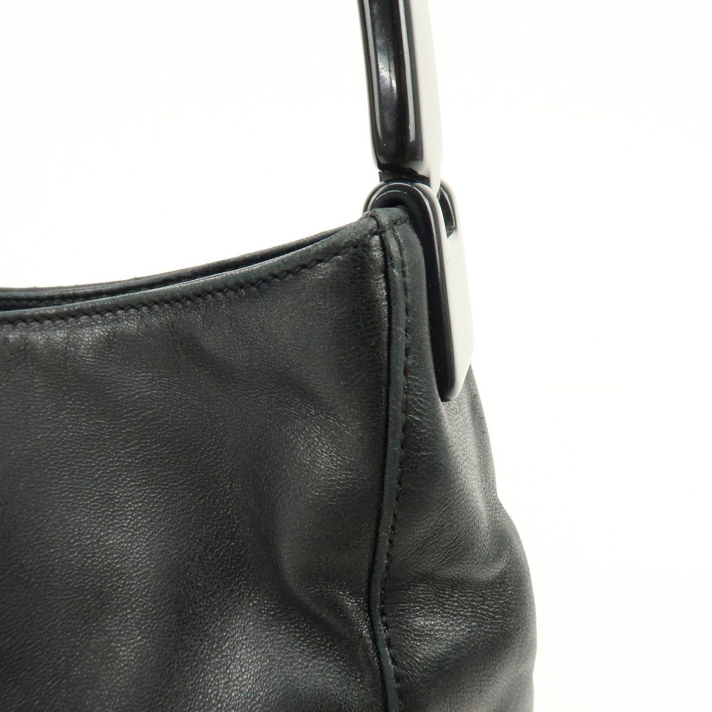Prada Leather Plastic Hobo Shoulder Bag Hand Bag Black【Pre-order】