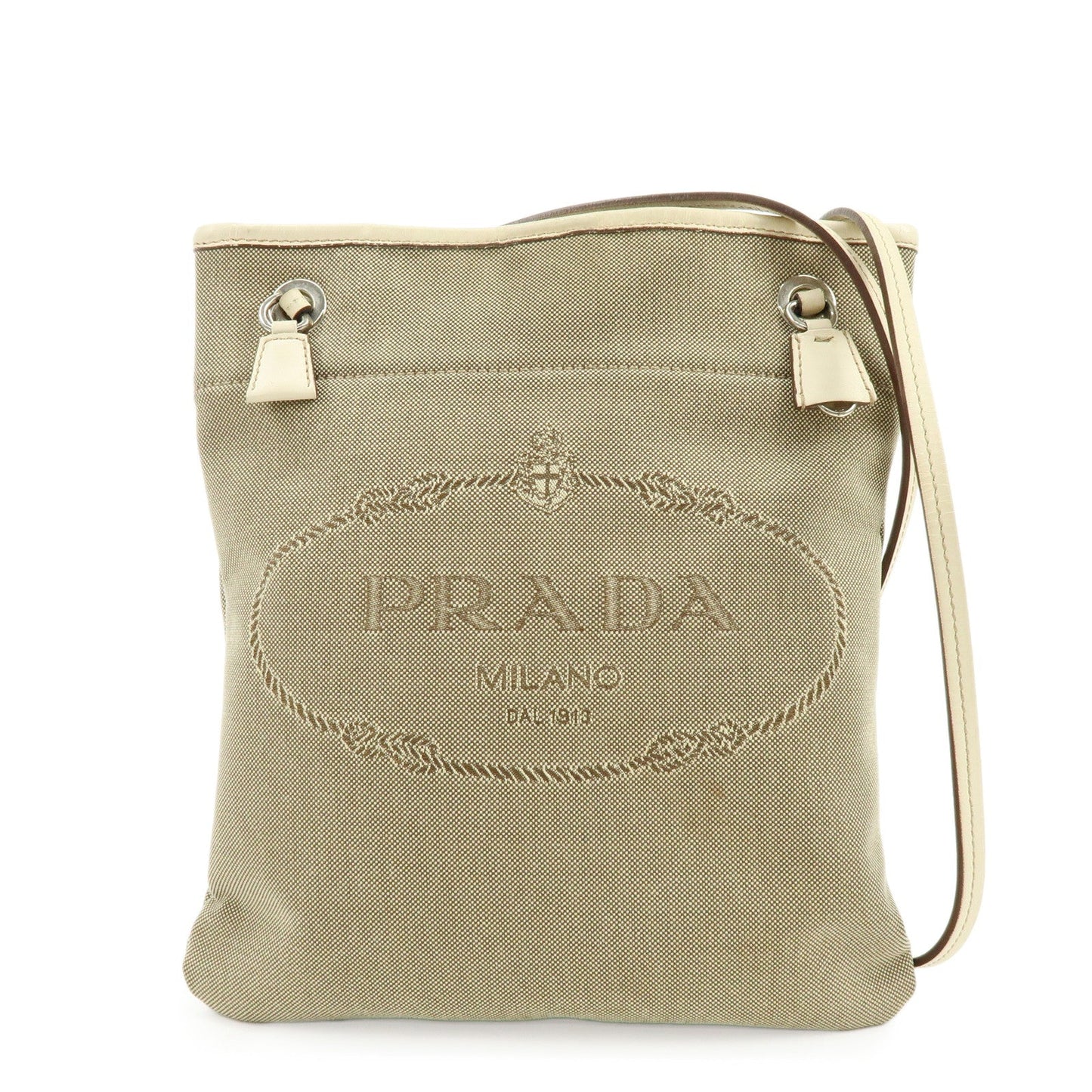 Prada Logo Jacquard Leather Shoulder Bag Crossbody Bag Beige【Pre-order】