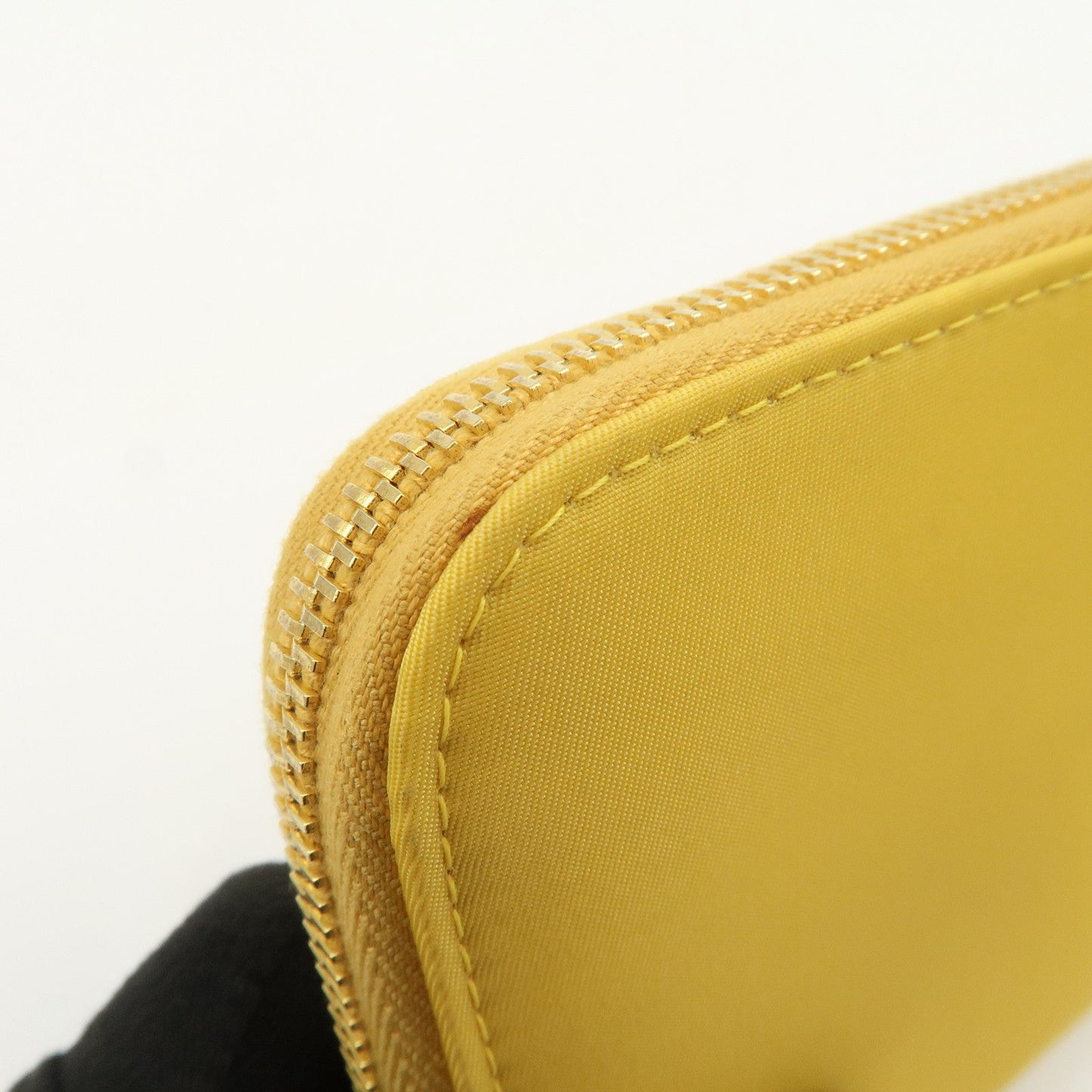 Prada Triangle Logo Nylon Leather Round Zippy Long Wallet Yellow【Pre-order】