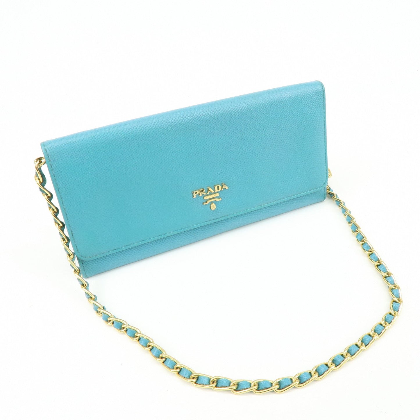 Prada Saffiano Leather Chain Wallet Shoulder Bag Blue 1M1290【Pre-order】