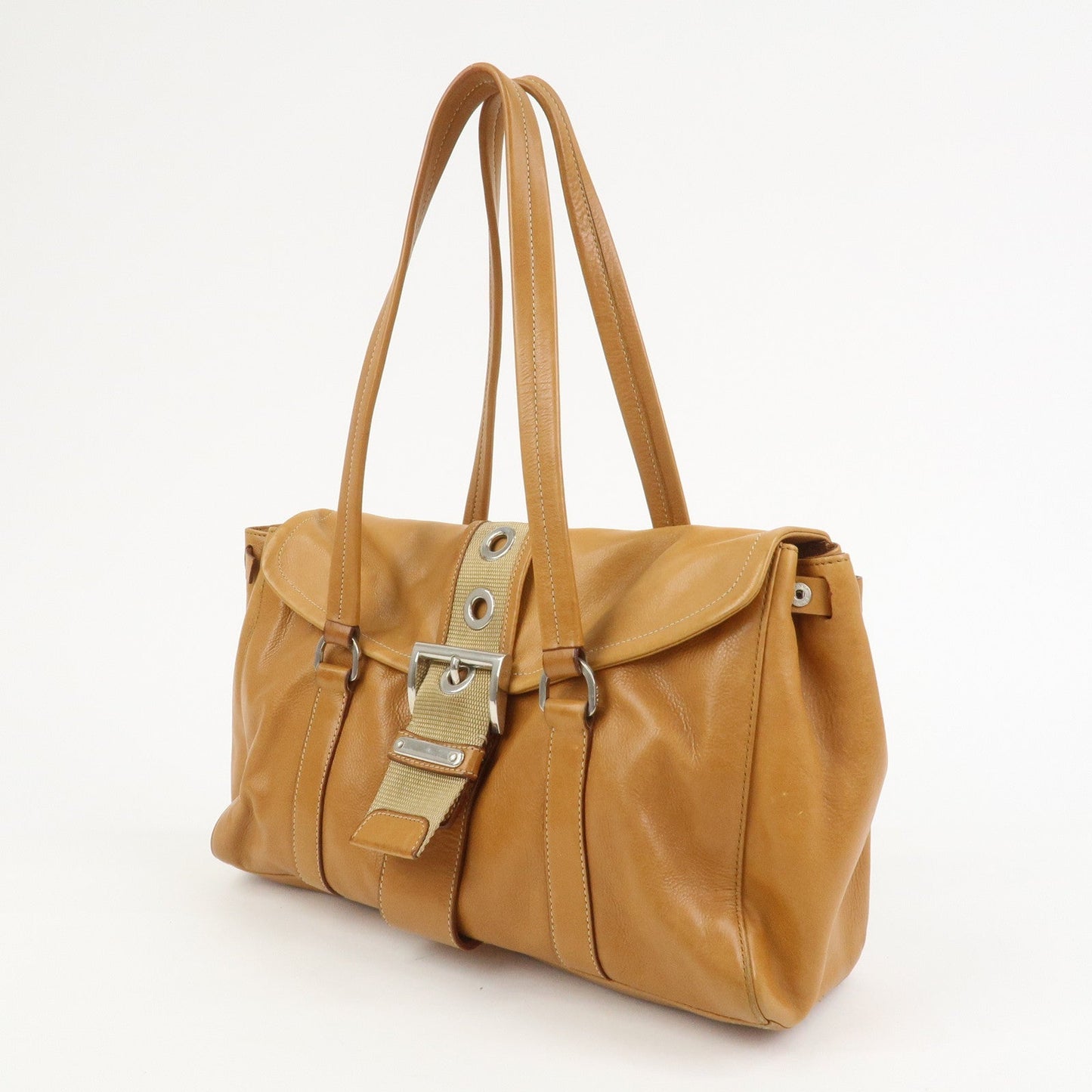Prada Triangle Logo Leather Nylon Shoulder Bag Brown BR2418【Pre-order】