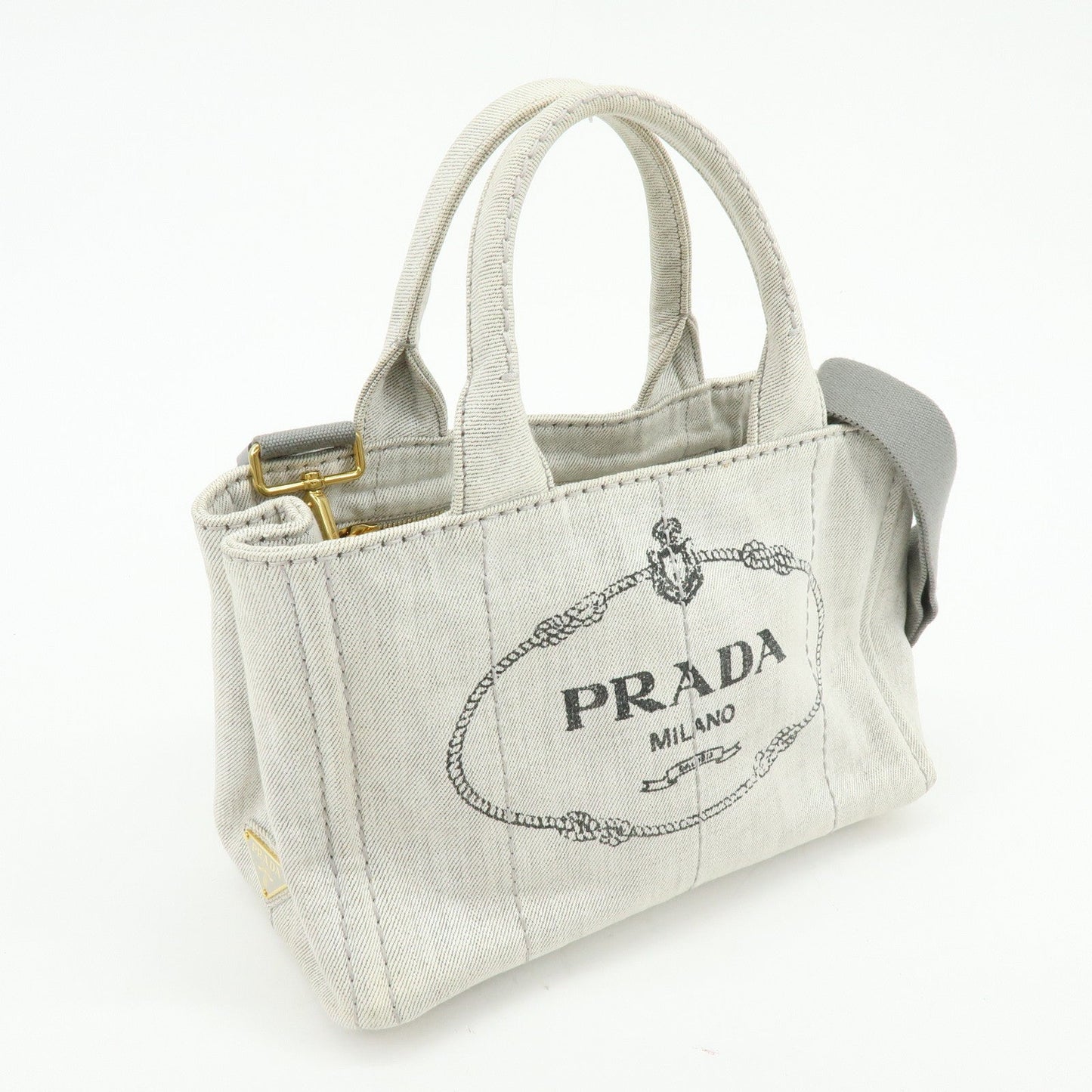 Prada Canapa Mini Denim 2Way Bag Hand Shoulder Bag Gray 1BG439【Pre-order】