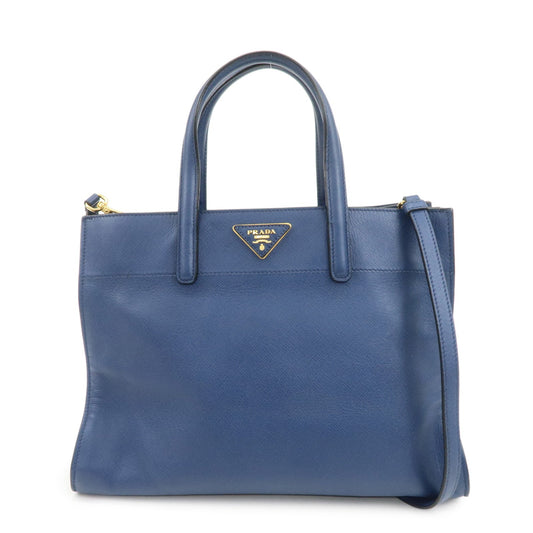 Prada Triangle Logo Saffiano Leather 2Way Bag Hand Bag Navy【Pre-order】